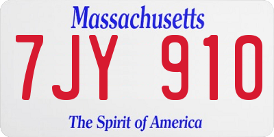 MA license plate 7JY910