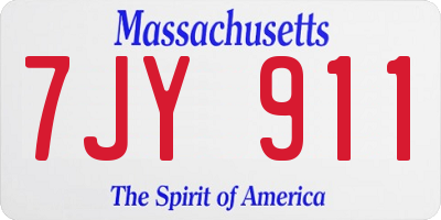 MA license plate 7JY911