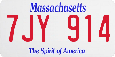 MA license plate 7JY914