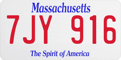 MA license plate 7JY916