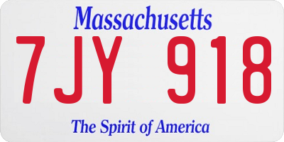 MA license plate 7JY918