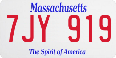 MA license plate 7JY919