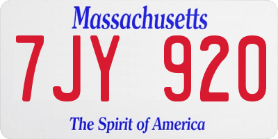MA license plate 7JY920