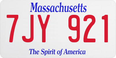 MA license plate 7JY921