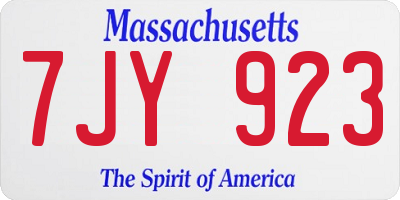 MA license plate 7JY923