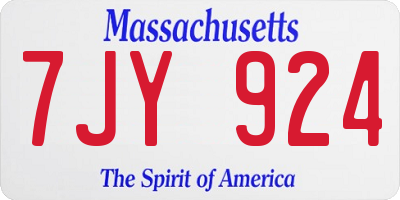 MA license plate 7JY924