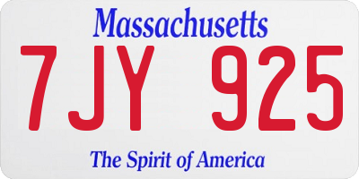 MA license plate 7JY925
