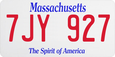 MA license plate 7JY927