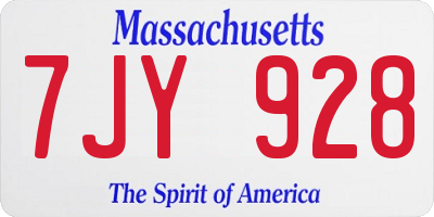 MA license plate 7JY928