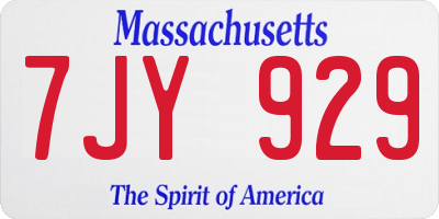MA license plate 7JY929