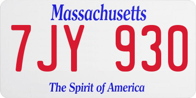 MA license plate 7JY930