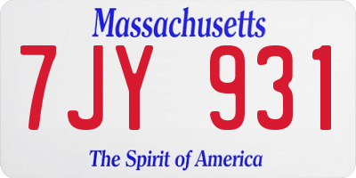MA license plate 7JY931