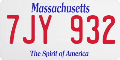MA license plate 7JY932