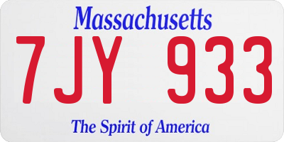 MA license plate 7JY933