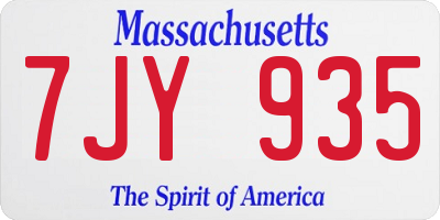MA license plate 7JY935