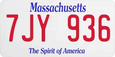 MA license plate 7JY936