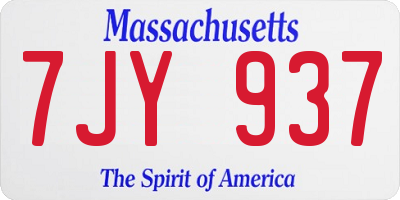 MA license plate 7JY937