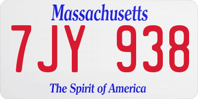 MA license plate 7JY938