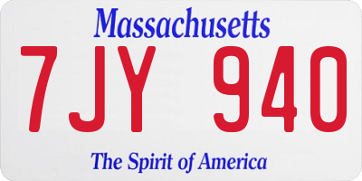MA license plate 7JY940