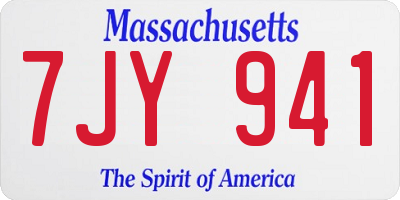 MA license plate 7JY941
