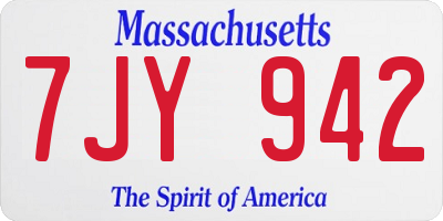 MA license plate 7JY942