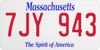MA license plate 7JY943
