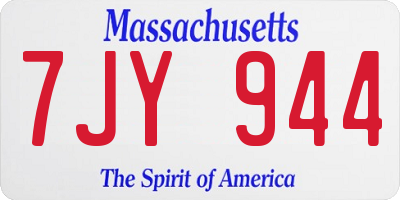 MA license plate 7JY944