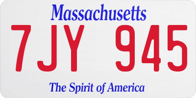 MA license plate 7JY945
