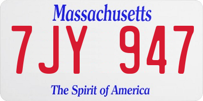 MA license plate 7JY947