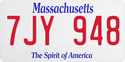 MA license plate 7JY948