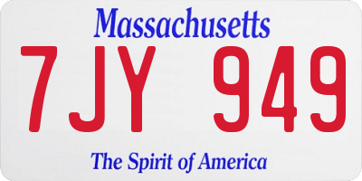 MA license plate 7JY949