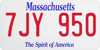 MA license plate 7JY950