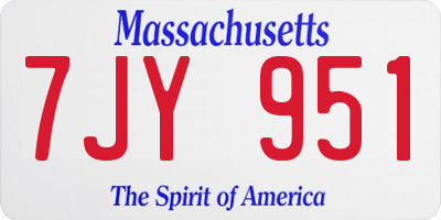 MA license plate 7JY951
