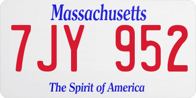 MA license plate 7JY952