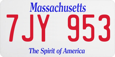 MA license plate 7JY953