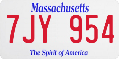 MA license plate 7JY954