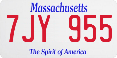 MA license plate 7JY955