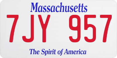 MA license plate 7JY957