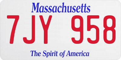 MA license plate 7JY958