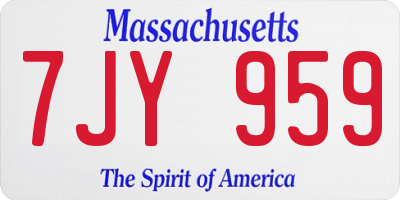 MA license plate 7JY959