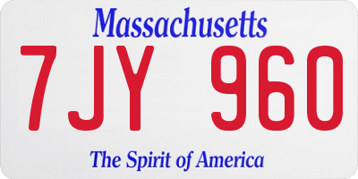 MA license plate 7JY960