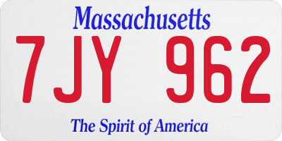 MA license plate 7JY962