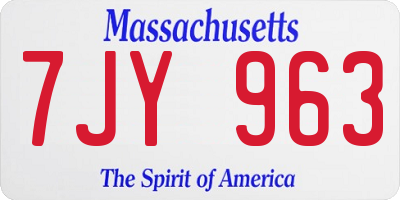 MA license plate 7JY963