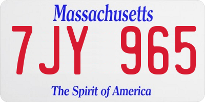 MA license plate 7JY965