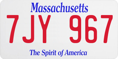 MA license plate 7JY967
