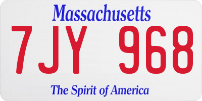 MA license plate 7JY968
