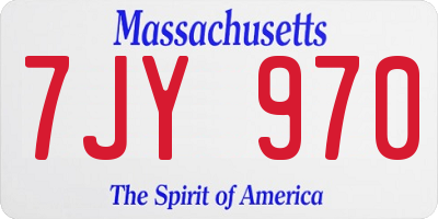 MA license plate 7JY970
