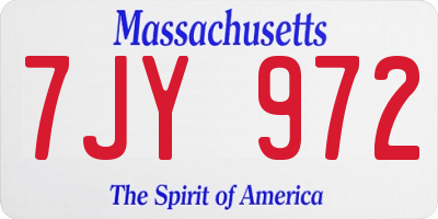 MA license plate 7JY972