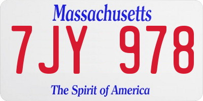 MA license plate 7JY978