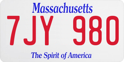 MA license plate 7JY980